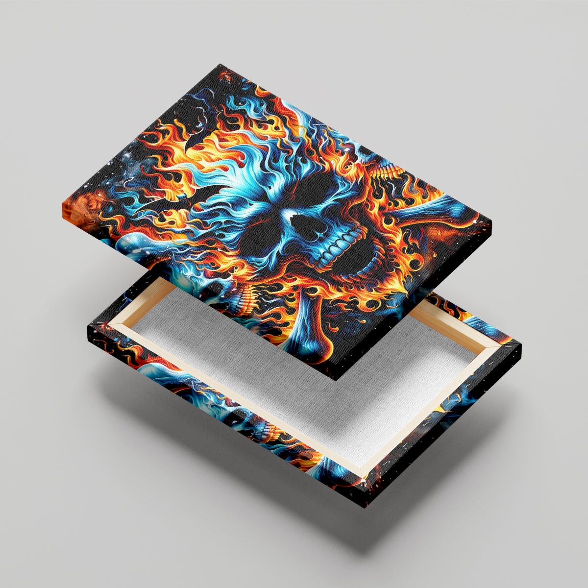 Flame Skull Canvas Wall Art When I Was Born The Devil Said Ohh Shit Competition - Wonder Print Shop