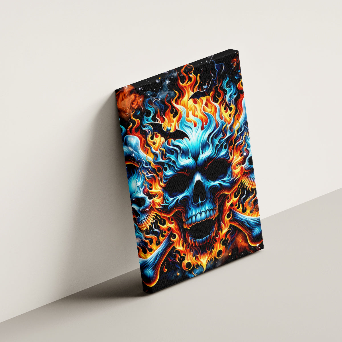 Flame Skull Canvas Wall Art When I Was Born The Devil Said Ohh Shit Competition - Wonder Print Shop