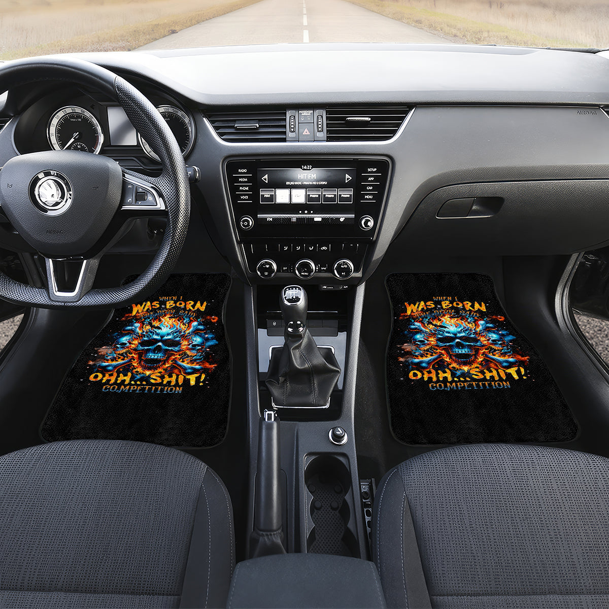 Flame Skull Car Mats When I Was Born The Devil Said Ohh Shit Competition - Wonder Print Shop