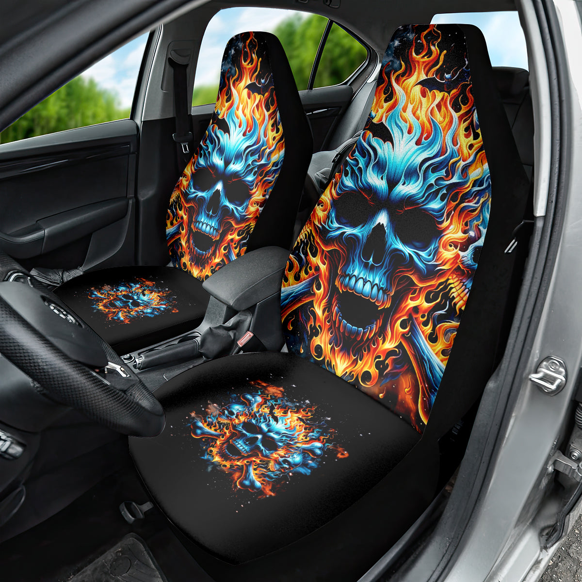 Flame Skull Car Seat Cover When I Was Born The Devil Said Ohh Shit Competition - Wonder Print Shop