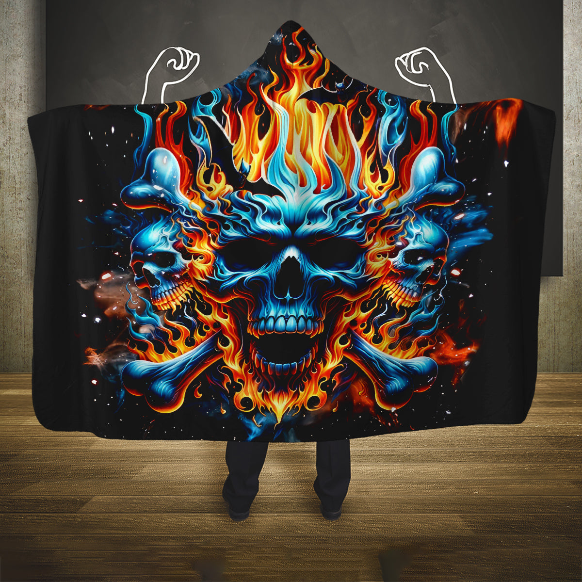 Flame Skull Hooded Blanket When I Was Born The Devil Said Ohh Shit Competition