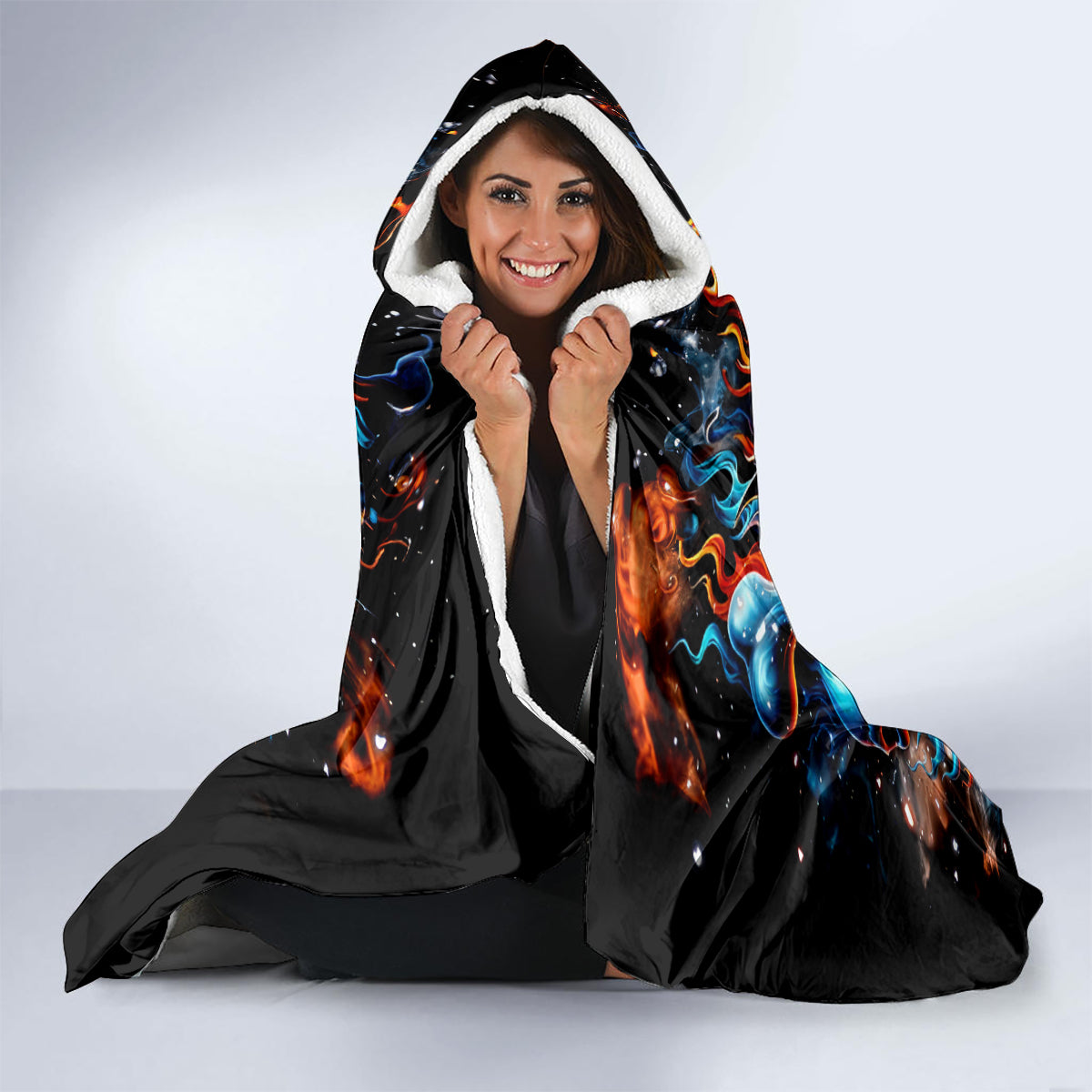 Flame Skull Hooded Blanket When I Was Born The Devil Said Ohh Shit Competition