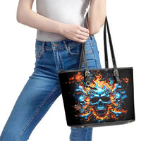 Flame Skull Leather Tote Bag When I Was Born The Devil Said Ohh Shit Competition - Wonder Print Shop