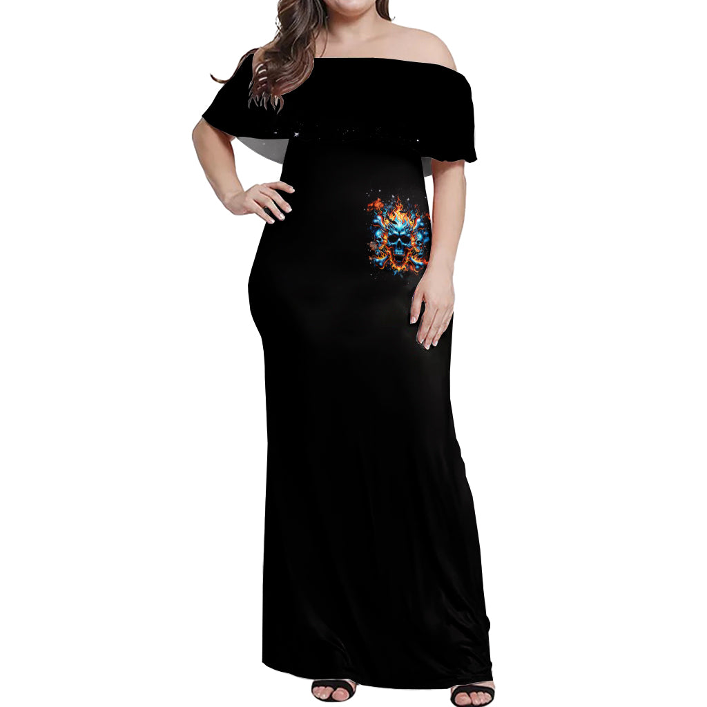Flame Skull Off Shoulder Maxi Dress When I Was Born The Devil Said Ohh Shit Competition - Wonder Print Shop