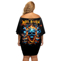 Flame Skull Off Shoulder Short Dress When I Was Born The Devil Said Ohh Shit Competition - Wonder Print Shop