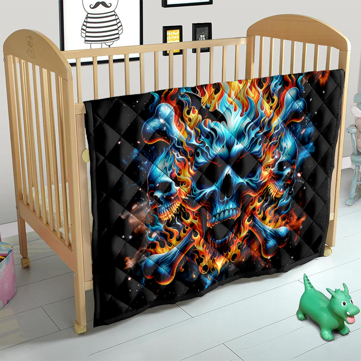 Flame Skull Quilt When I Was Born The Devil Said Ohh Shit Competition - Wonder Print Shop