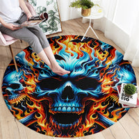 Flame Skull Round Carpet When I Was Born The Devil Said Ohh Shit Competition