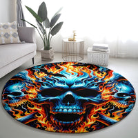 Flame Skull Round Carpet When I Was Born The Devil Said Ohh Shit Competition
