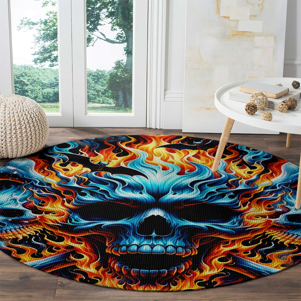Flame Skull Round Carpet When I Was Born The Devil Said Ohh Shit Competition