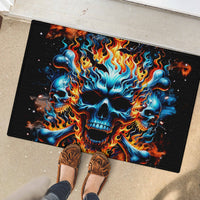 Flame Skull Rubber Doormat When I Was Born The Devil Said Ohh Shit Competition - Wonder Print Shop