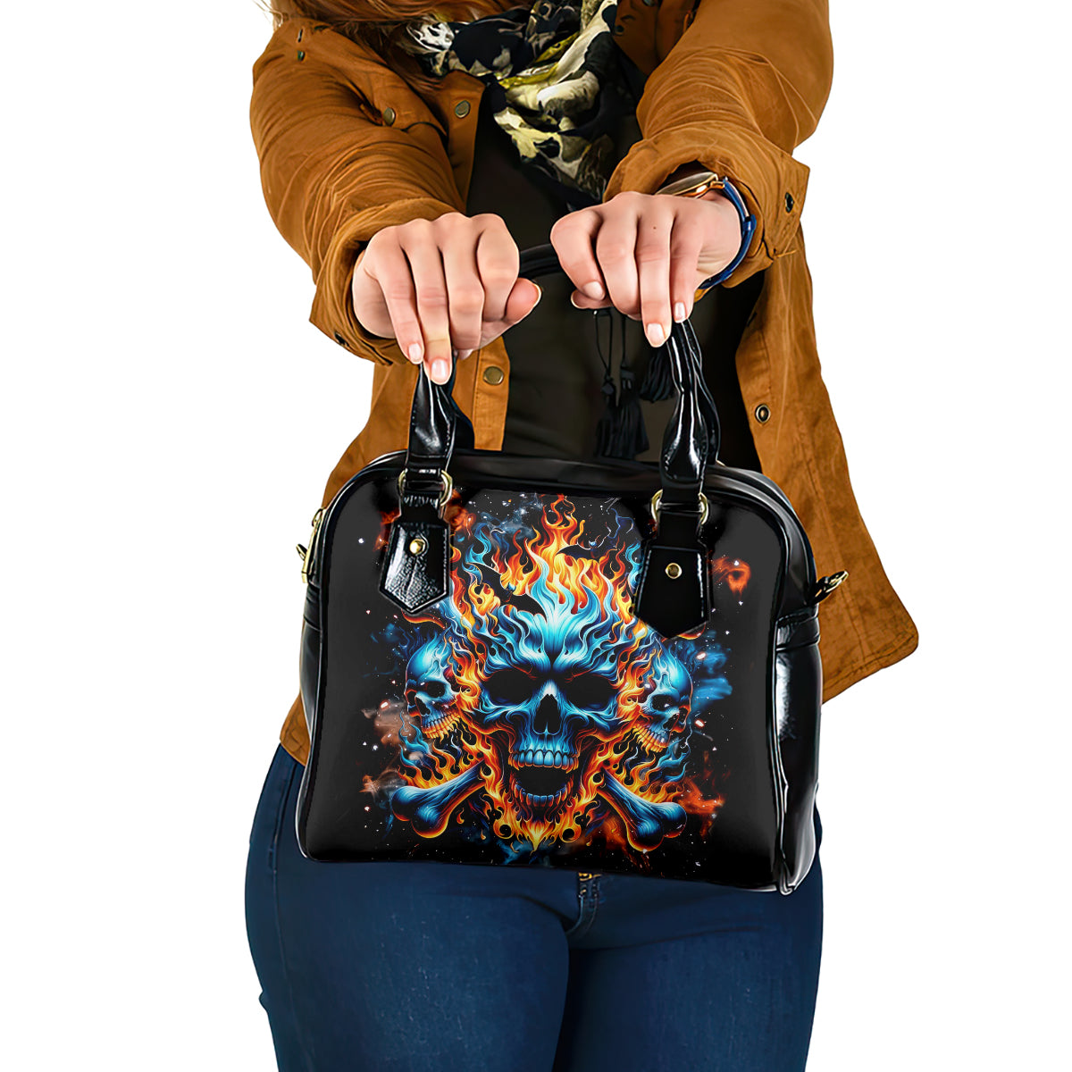 Flame Skull Shoulder Handbag When I Was Born The Devil Said Ohh Shit Competition