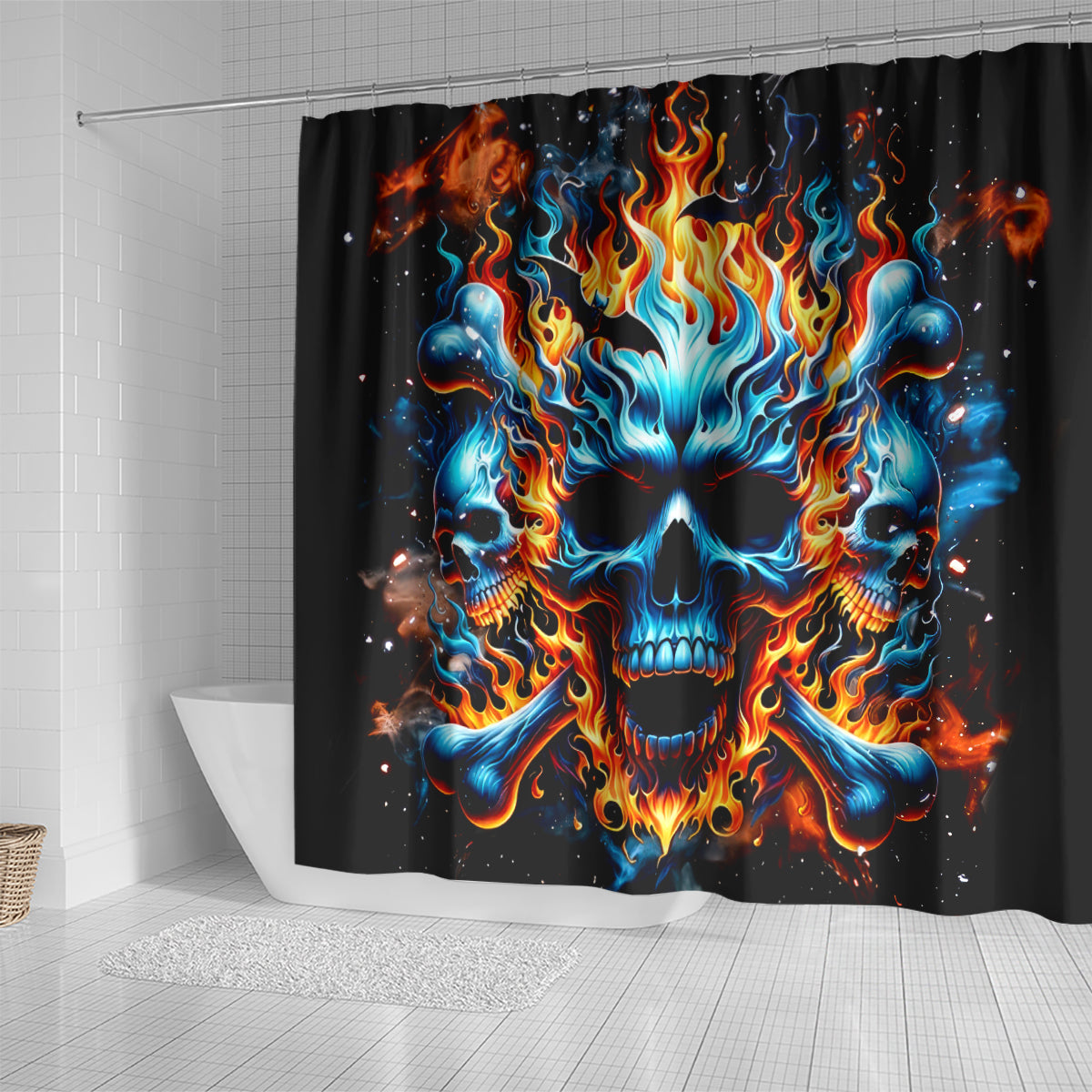 Flame Skull Shower Curtain When I Was Born The Devil Said Ohh Shit Competition