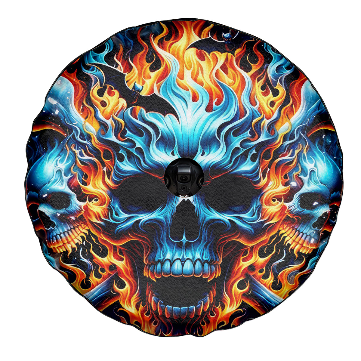 Flame Skull Spare Tire Cover When I Was Born The Devil Said Ohh Shit Competition - Wonder Print Shop
