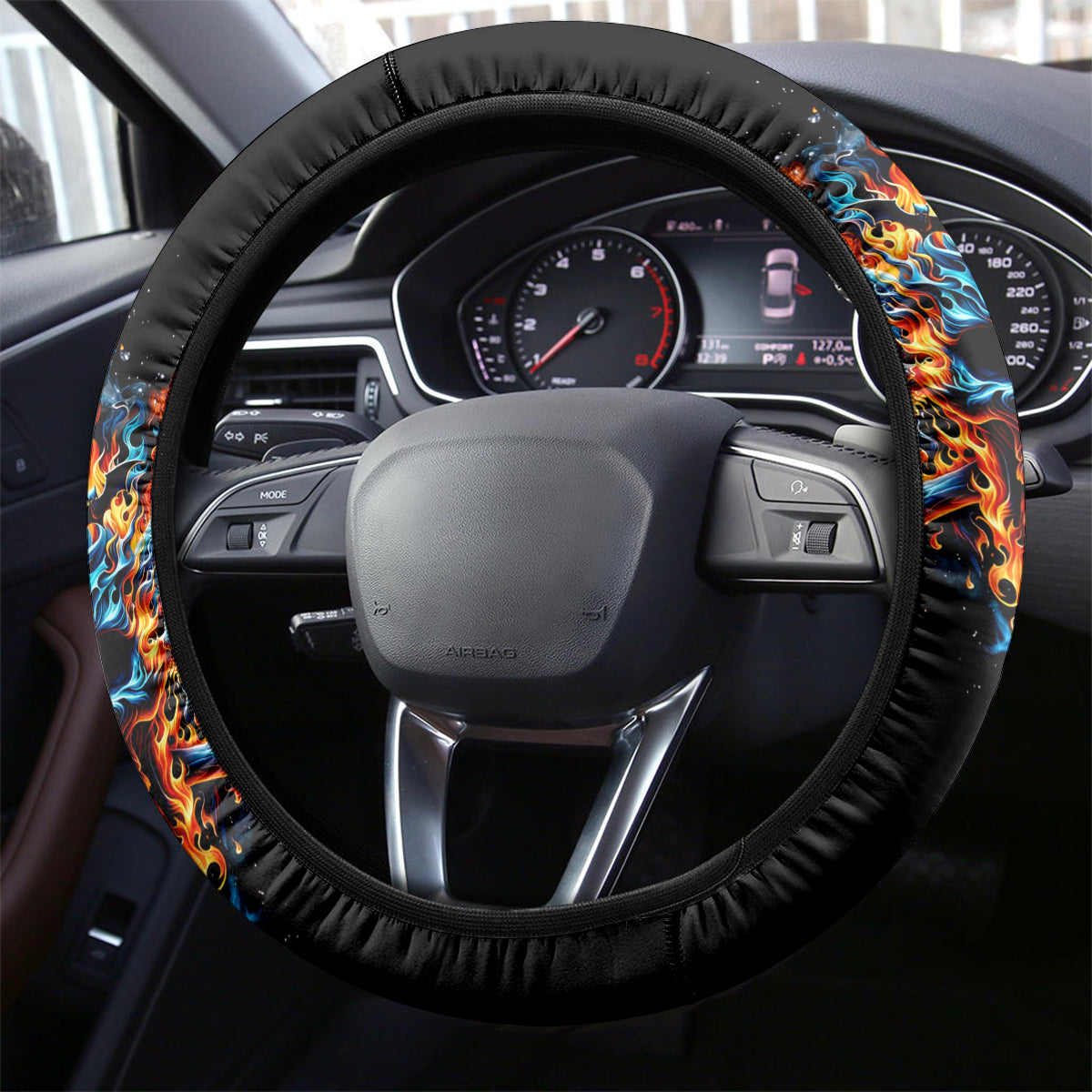 Flame Skull Steering Wheel Cover When I Was Born The Devil Said Ohh Shit Competition - Wonder Print Shop