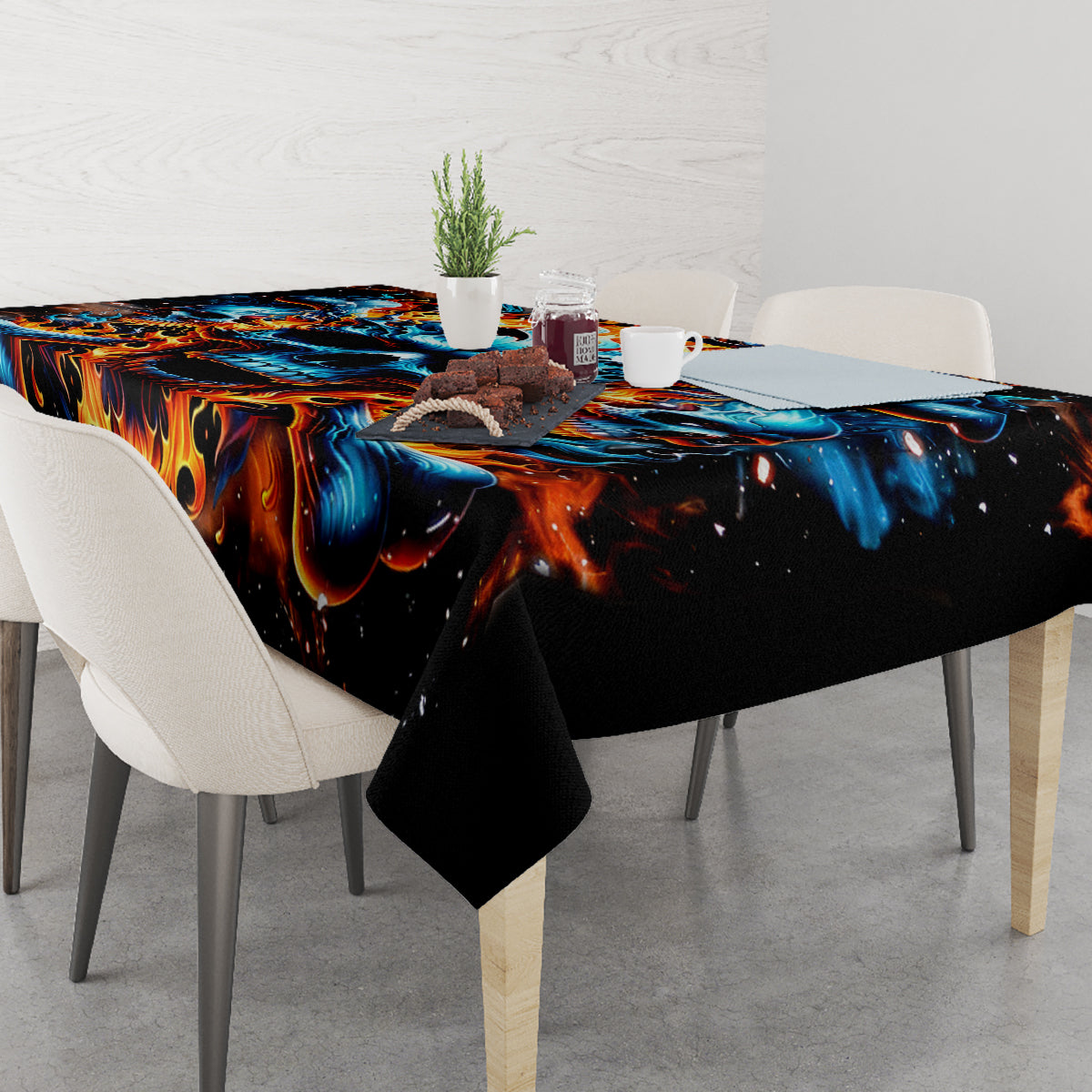 Flame Skull Tablecloth When I Was Born The Devil Said Ohh Shit Competition - Wonder Print Shop