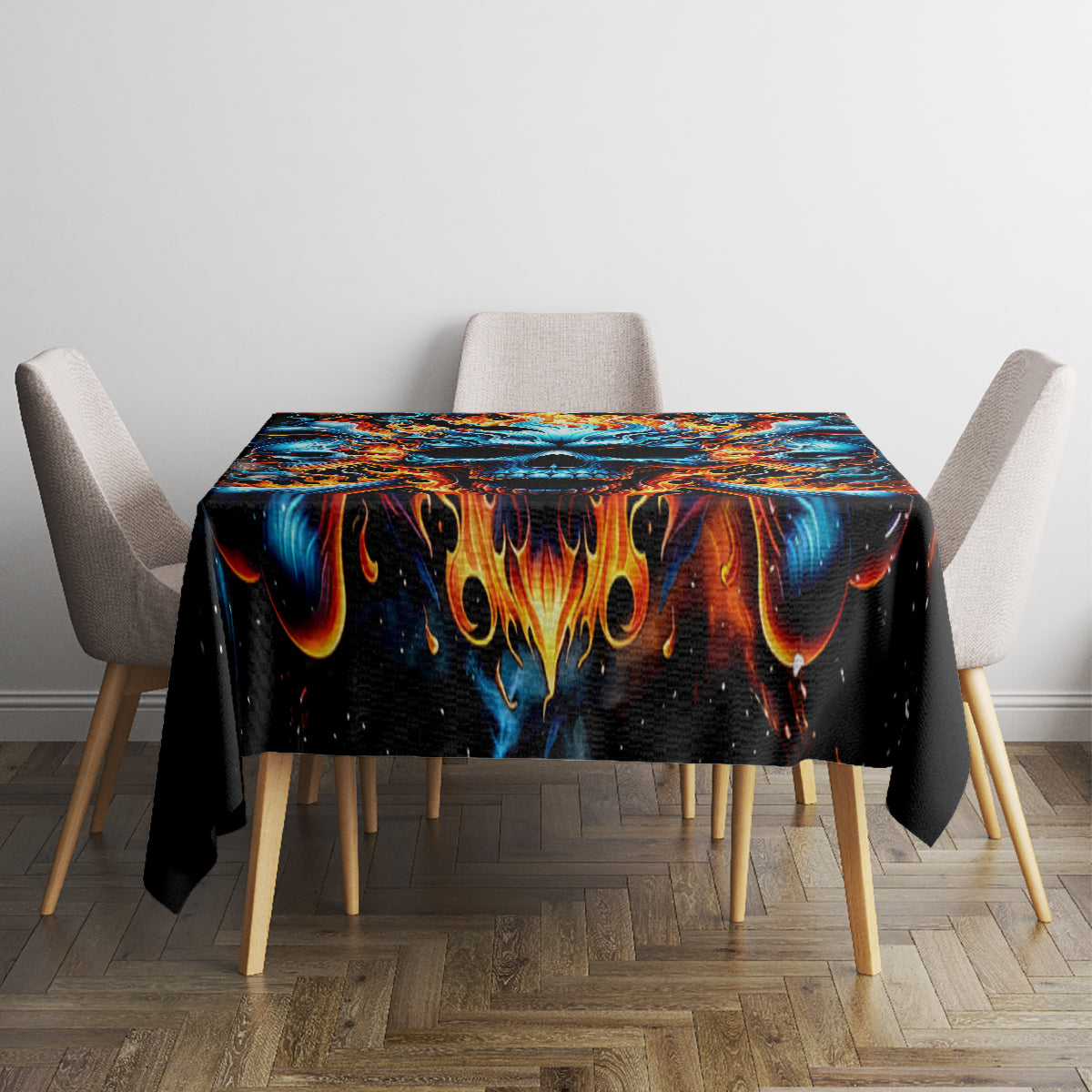 Flame Skull Tablecloth When I Was Born The Devil Said Ohh Shit Competition - Wonder Print Shop