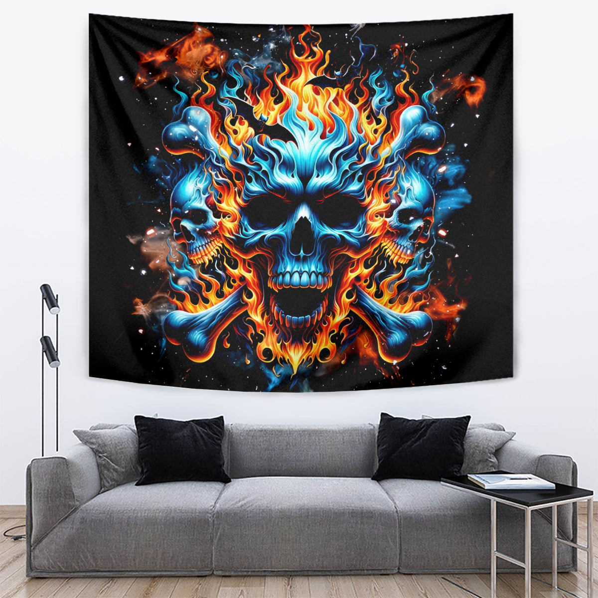 Flame Skull Tapestry When I Was Born The Devil Said Ohh Shit Competition - Wonder Print Shop