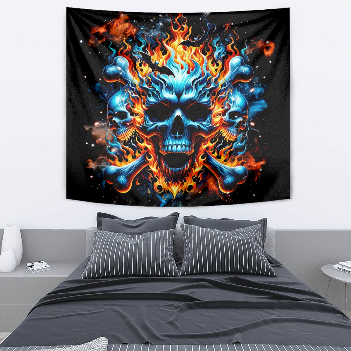 Flame Skull Tapestry When I Was Born The Devil Said Ohh Shit Competition - Wonder Print Shop