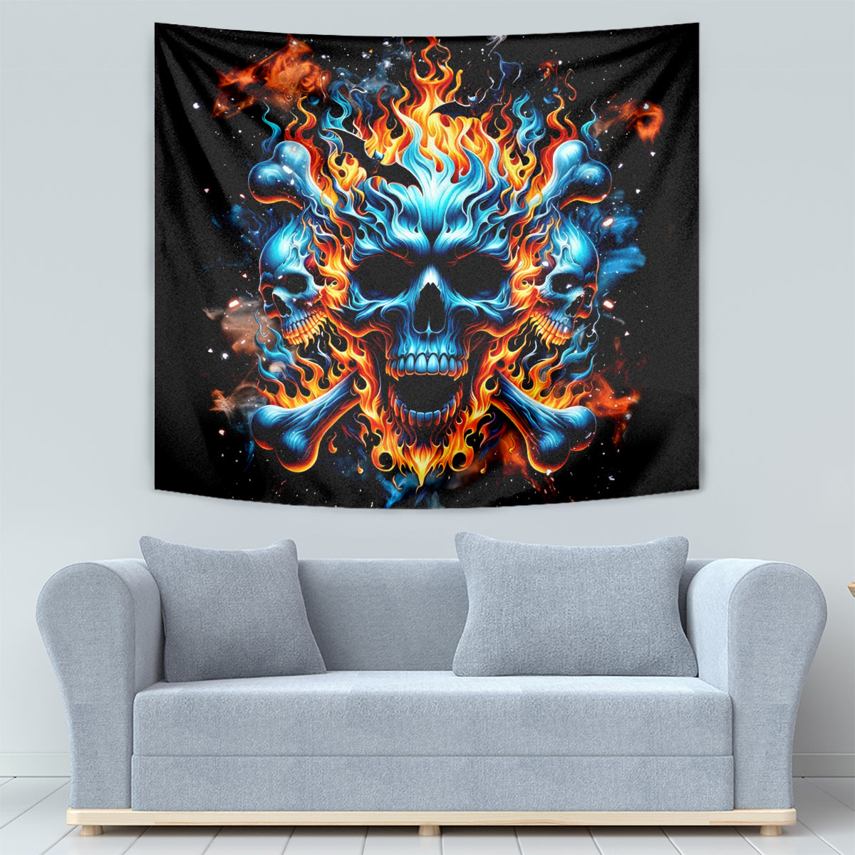 Flame Skull Tapestry When I Was Born The Devil Said Ohh Shit Competition - Wonder Print Shop