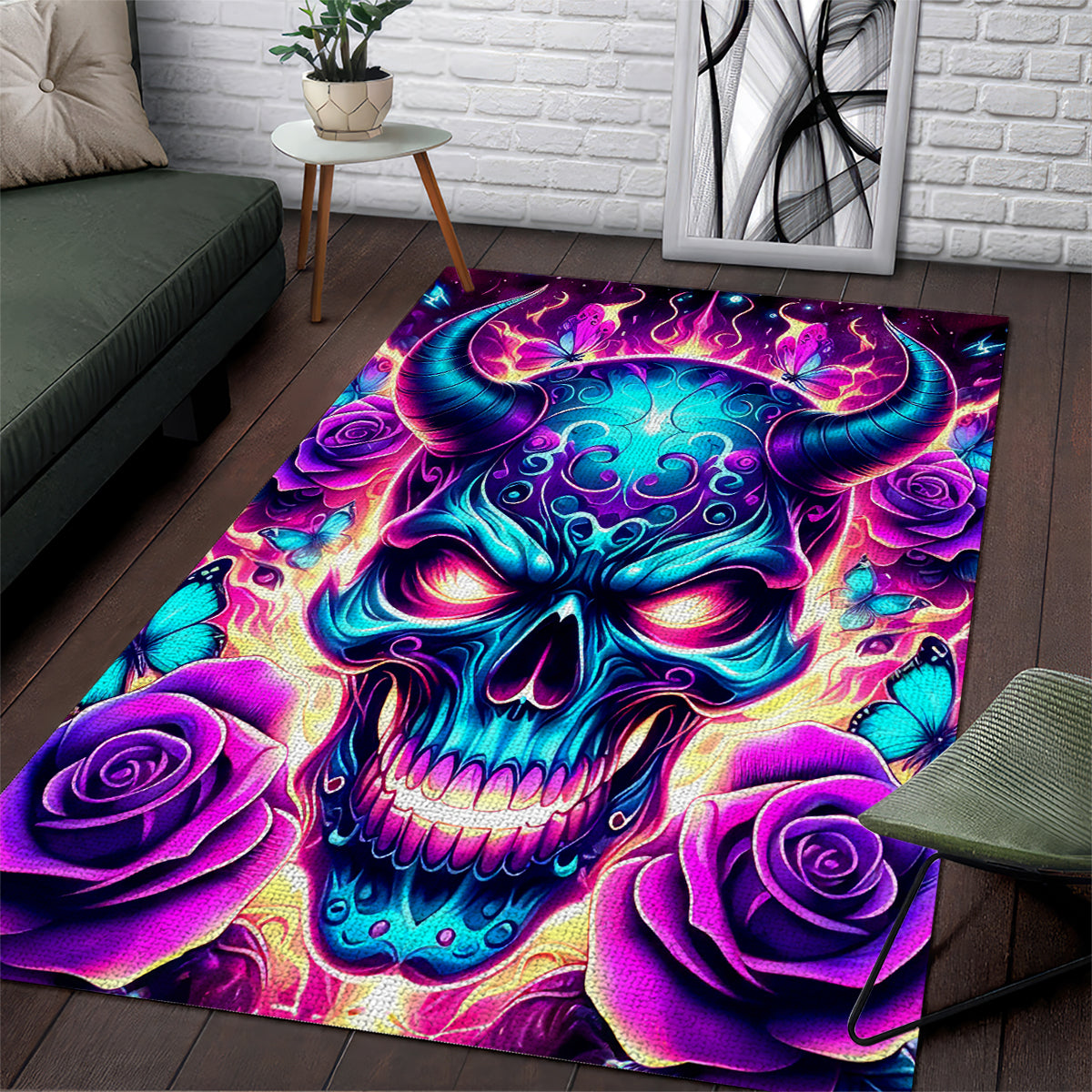 Thunder Skull Area Rug Love Me Like My Demons Do - Wonder Print Shop