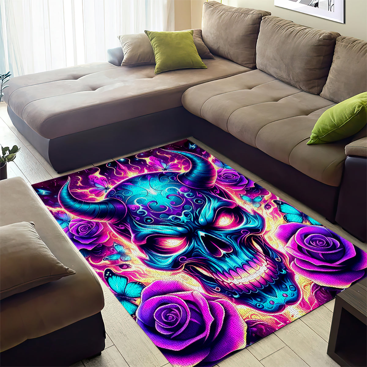 Thunder Skull Area Rug Love Me Like My Demons Do - Wonder Print Shop
