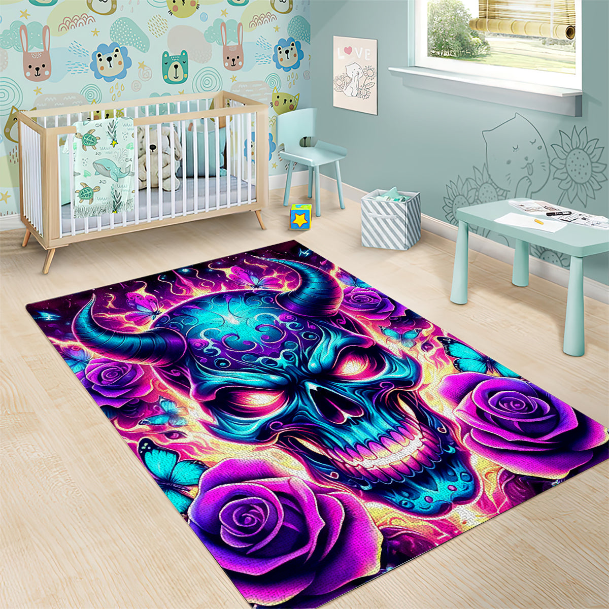Thunder Skull Area Rug Love Me Like My Demons Do - Wonder Print Shop