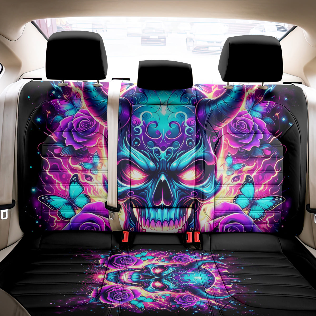 Thunder Skull Back Car Seat Cover Love Me Like My Demons Do - Wonder Print Shop