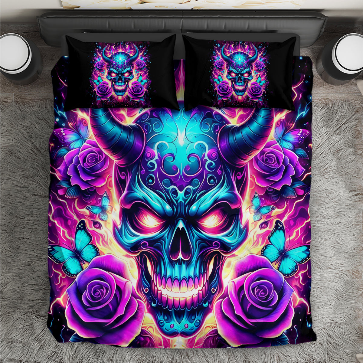 Thunder Skull Bedding Set Love Me Like My Demons Do - Wonder Print Shop