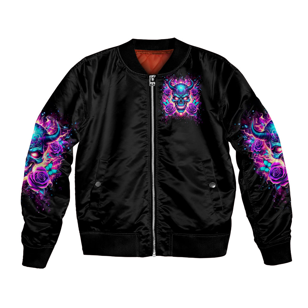 Thunder Skull Bomber Jacket Love Me Like My Demons Do - Wonder Print Shop