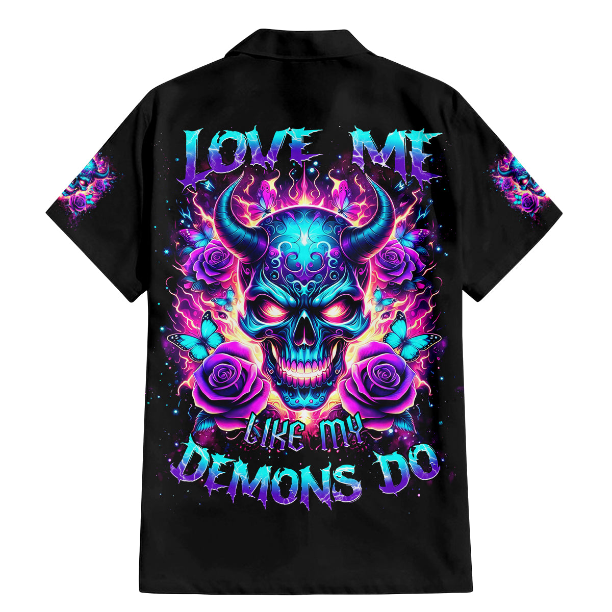 Thunder Skull Family Matching Mermaid Dress and Hawaiian Shirt Love Me Like My Demons Do - Wonder Print Shop