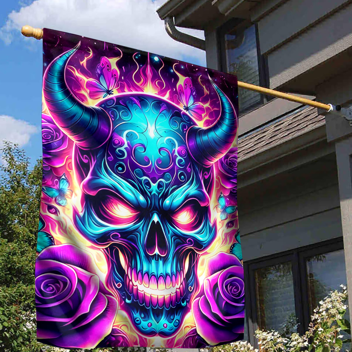 Thunder Skull Garden Flag Love Me Like My Demons Do - Wonder Print Shop