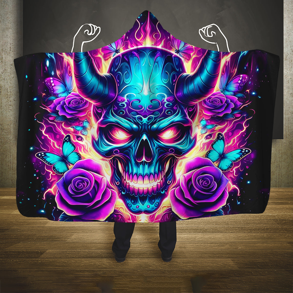Thunder Skull Hooded Blanket Love Me Like My Demons Do