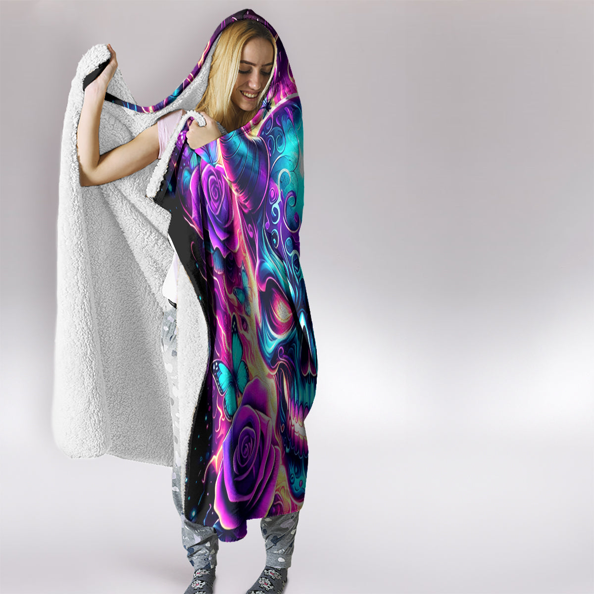 Thunder Skull Hooded Blanket Love Me Like My Demons Do