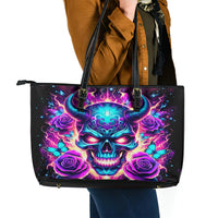 Thunder Skull Leather Tote Bag Love Me Like My Demons Do - Wonder Print Shop