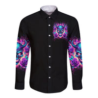 Thunder Skull Long Sleeve Button Shirt Love Me Like My Demons Do - Wonder Print Shop
