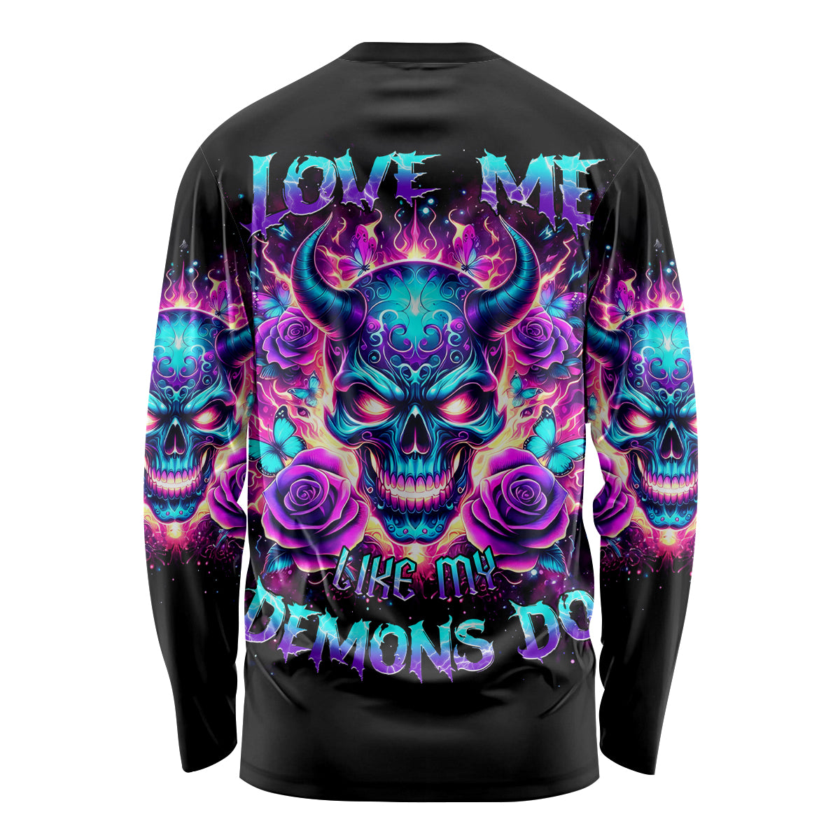Thunder Skull Long Sleeve Shirt Love Me Like My Demons Do - Wonder Print Shop