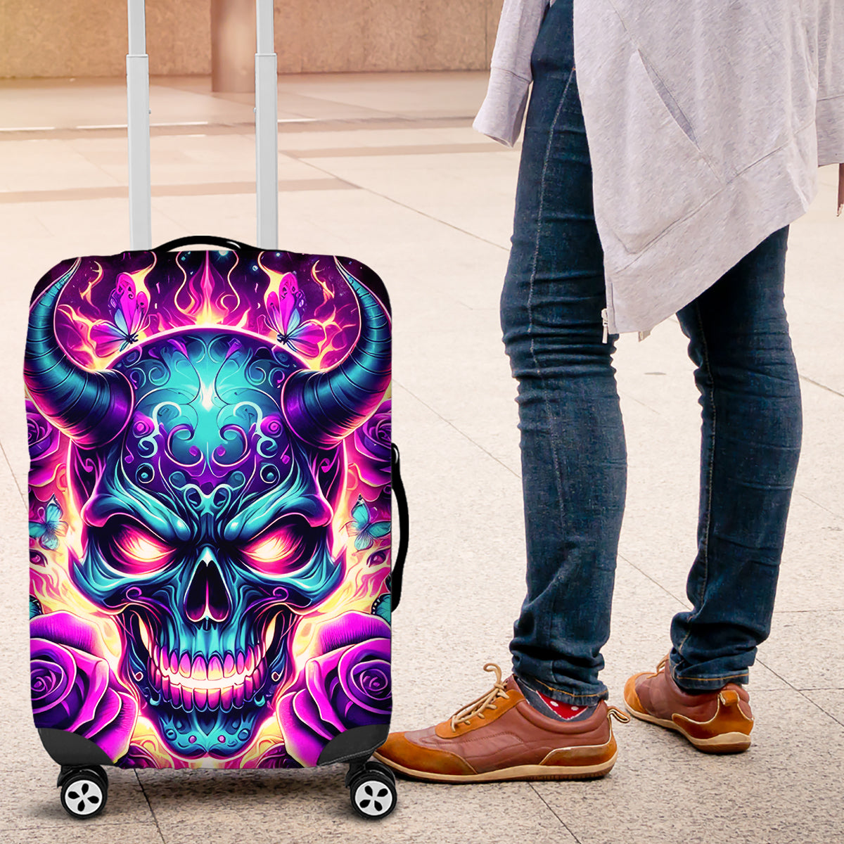 Thunder Skull Luggage Cover Love Me Like My Demons Do - Wonder Print Shop