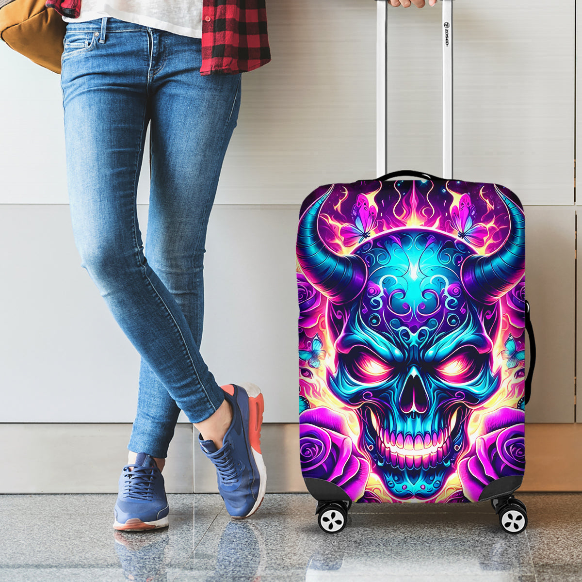 Thunder Skull Luggage Cover Love Me Like My Demons Do - Wonder Print Shop