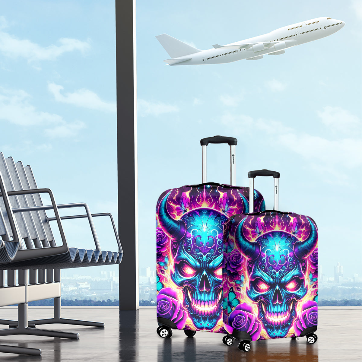 Thunder Skull Luggage Cover Love Me Like My Demons Do - Wonder Print Shop