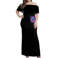 Thunder Skull Off Shoulder Maxi Dress Love Me Like My Demons Do - Wonder Print Shop