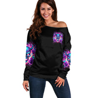Thunder Skull Off Shoulder Sweater Love Me Like My Demons Do - Wonder Print Shop