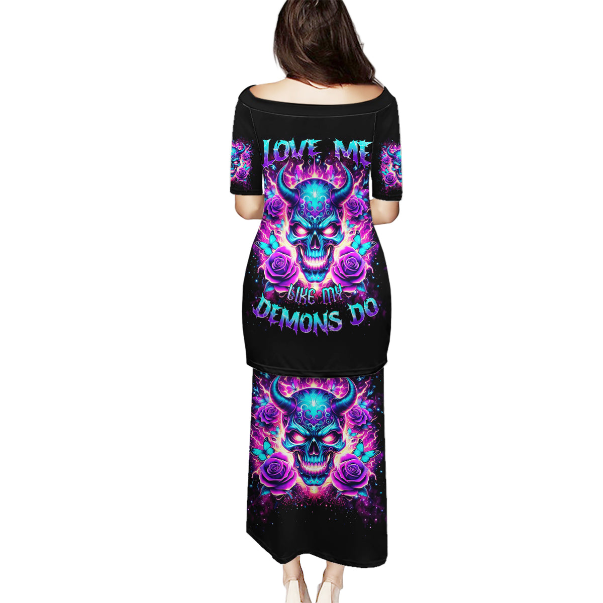 Thunder Skull Puletasi Love Me Like My Demons Do - Wonder Print Shop