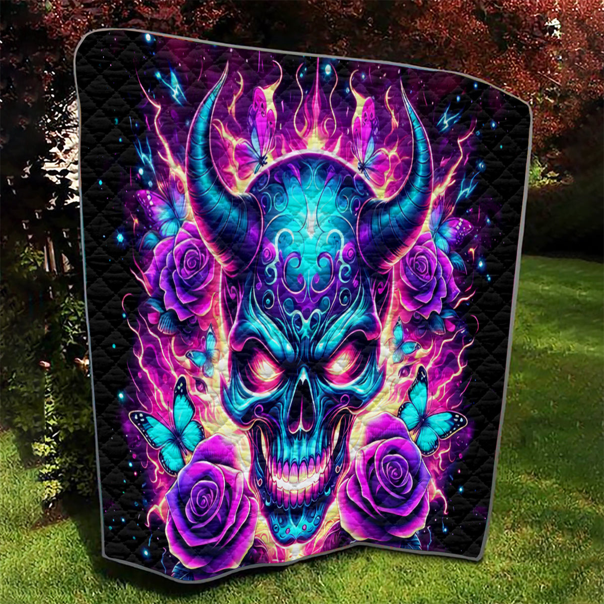 Thunder Skull Quilt Love Me Like My Demons Do - Wonder Print Shop