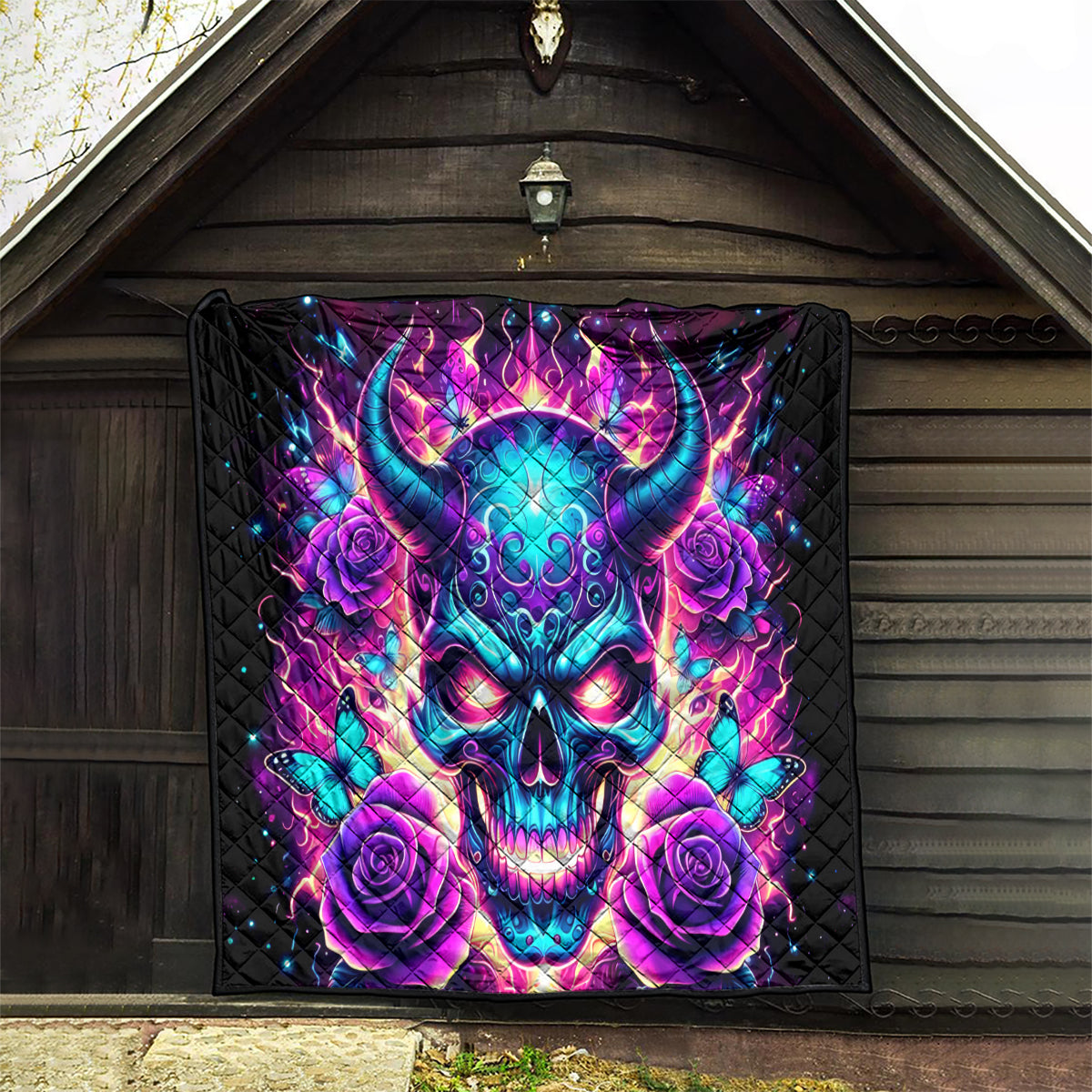 Thunder Skull Quilt Love Me Like My Demons Do - Wonder Print Shop