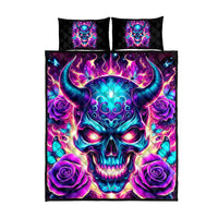 Thunder Skull Quilt Bed Set Love Me Like My Demons Do - Wonder Print Shop