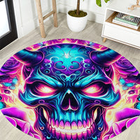 Thunder Skull Round Carpet Love Me Like My Demons Do