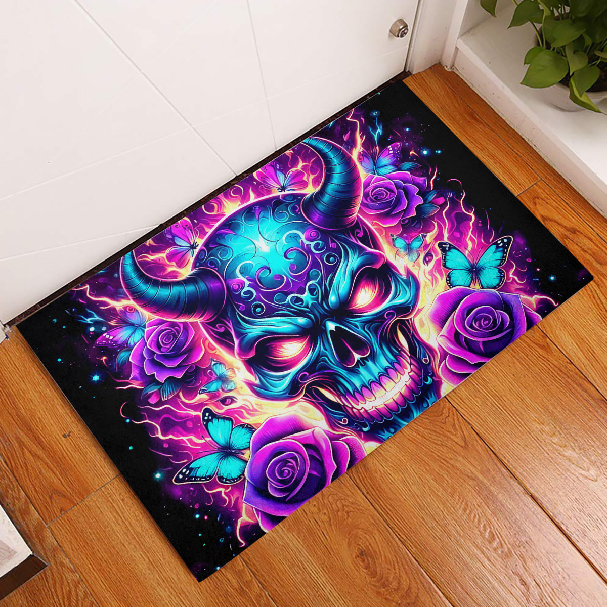 Thunder Skull Rubber Doormat Love Me Like My Demons Do - Wonder Print Shop