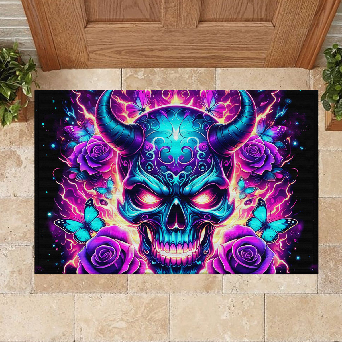 Thunder Skull Rubber Doormat Love Me Like My Demons Do - Wonder Print Shop