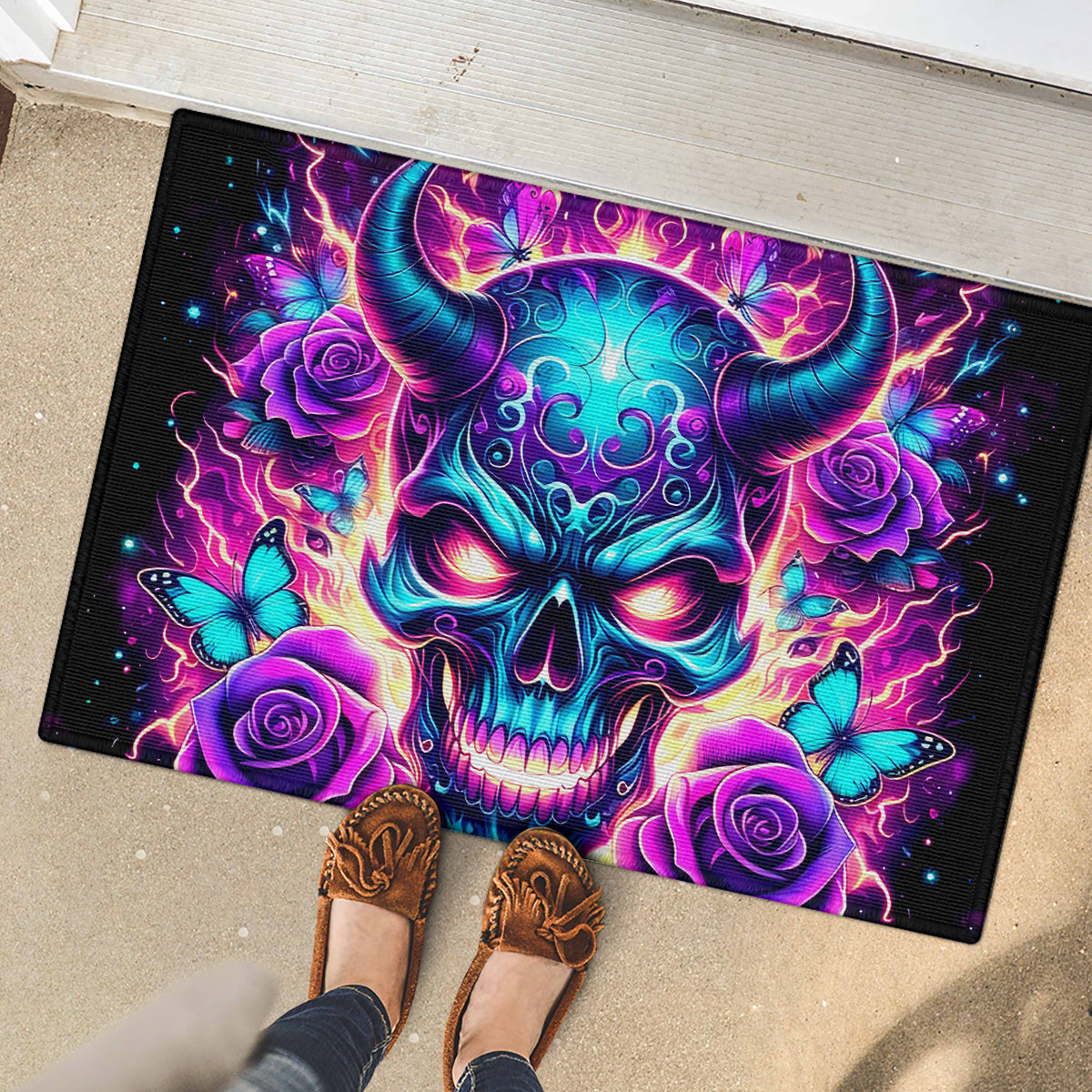 Thunder Skull Rubber Doormat Love Me Like My Demons Do - Wonder Print Shop