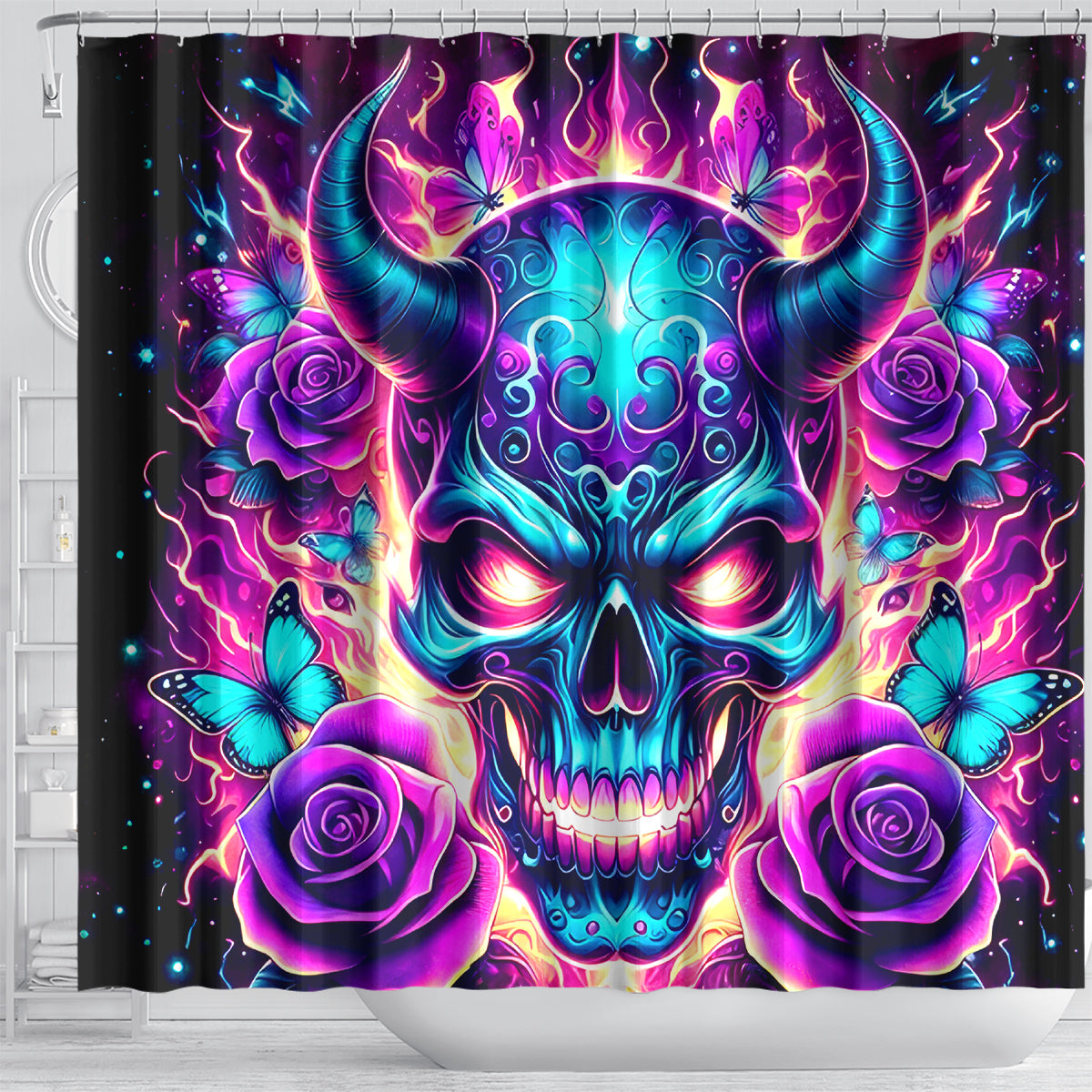 Thunder Skull Shower Curtain Love Me Like My Demons Do